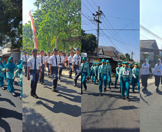 MTsN 10 Blitar Ikuti Lomba Gerak Jalan Pelajar Tingkat Kecamatan Ponggok